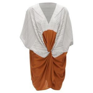 Eres Silk Striped Colorblocked Knot Coverup Tunic